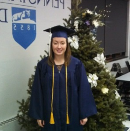 Katrina Anderson in her cap and gown after graduation.